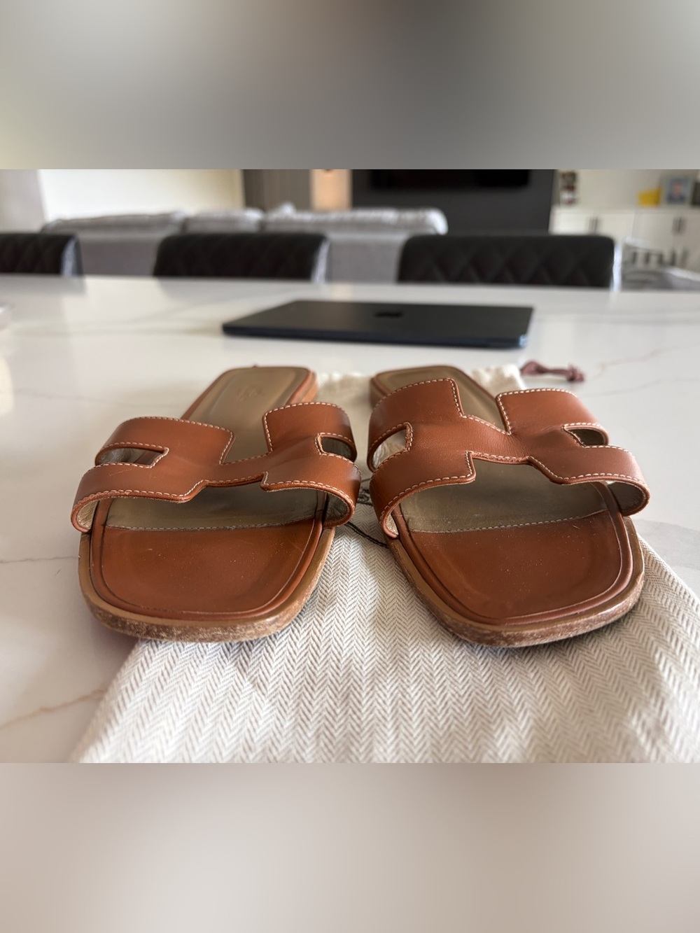 Hermès Oran Brown Slide Sandals - Picture 8 of 8